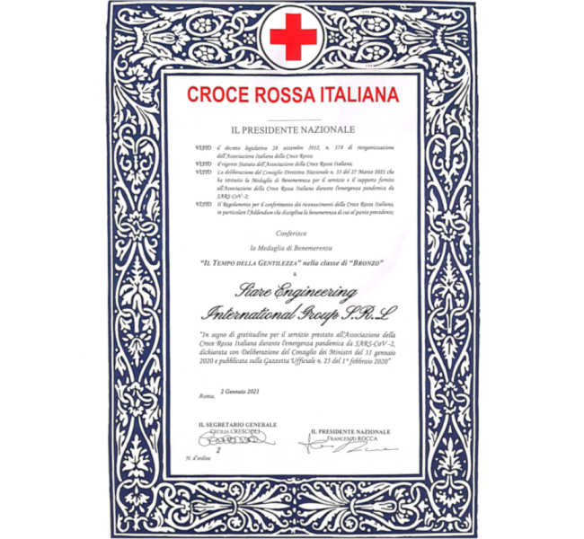 The time of kindness, the special recognition by the Italian Red Cross